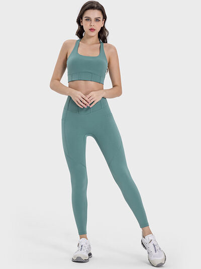 Millennia Square Neck Wide Strap Active Tank - FitFemme.Shop
