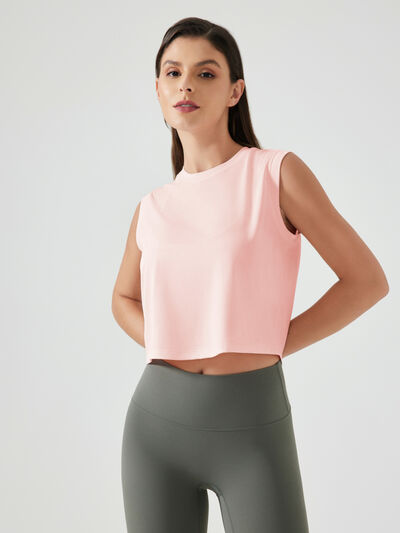Millennia Round Neck Cropped Active Tank - FitFemme.Shop