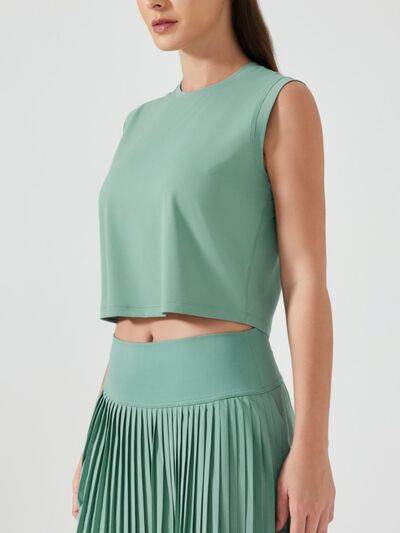 Millennia Round Neck Cropped Active Tank - FitFemme.Shop