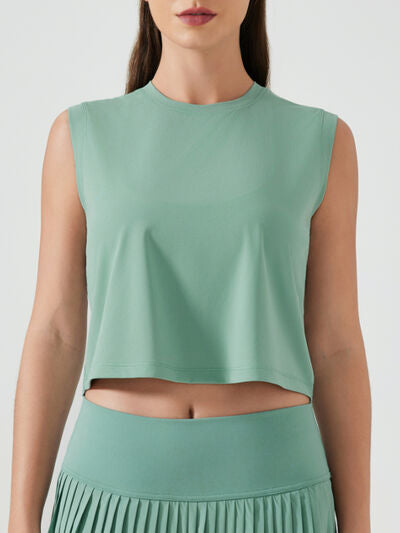 Millennia Round Neck Cropped Active Tank - FitFemme.Shop