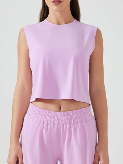 Millennia Round Neck Cropped Active Tank - FitFemme.Shop