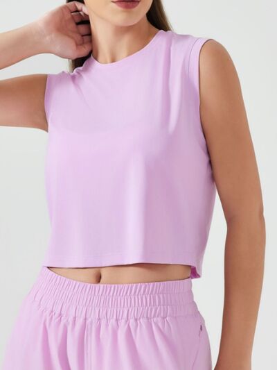Millennia Round Neck Cropped Active Tank - FitFemme.Shop