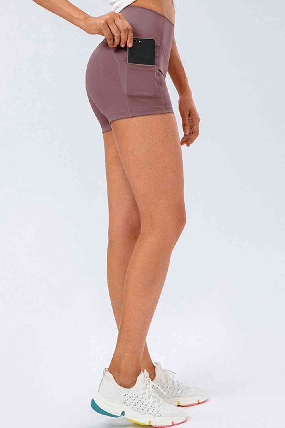 Slim Fit Wide Waistband Sports Shorts - FitFemme.Shop