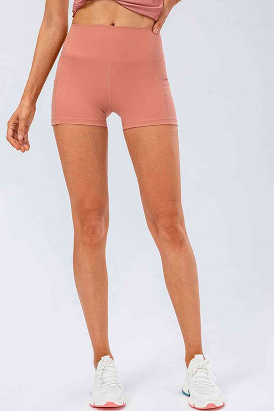 Slim Fit Wide Waistband Sports Shorts - FitFemme.Shop
