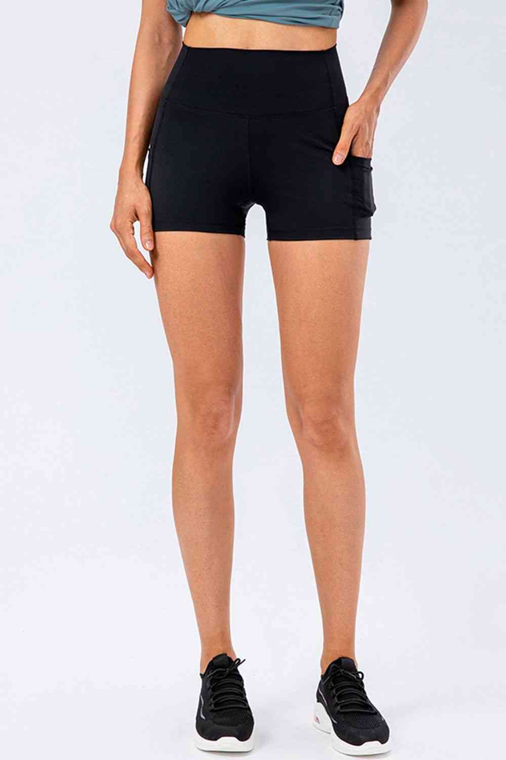 Slim Fit Wide Waistband Sports Shorts - FitFemme.Shop
