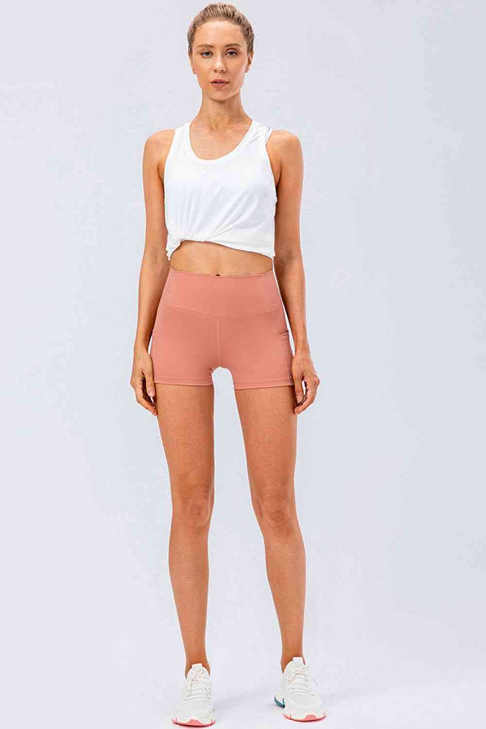 Slim Fit Wide Waistband Sports Shorts - FitFemme.Shop