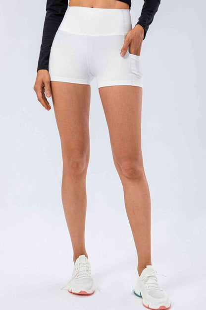 Slim Fit Wide Waistband Sports Shorts - FitFemme.Shop