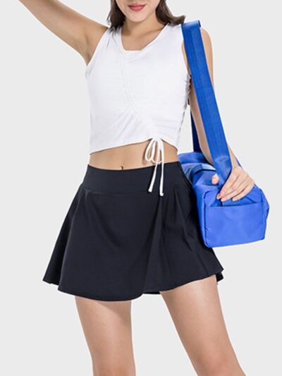 Millennia Drawstring Ruched Wide Strap Active Tank - FitFemme.Shop