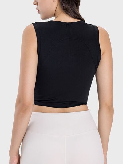 Millennia Drawstring Ruched Wide Strap Active Tank - FitFemme.Shop