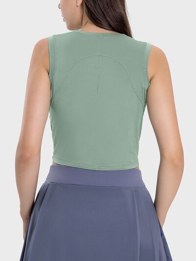 Millennia Drawstring Ruched Wide Strap Active Tank - FitFemme.Shop