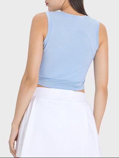 Millennia Drawstring Ruched Wide Strap Active Tank - FitFemme.Shop