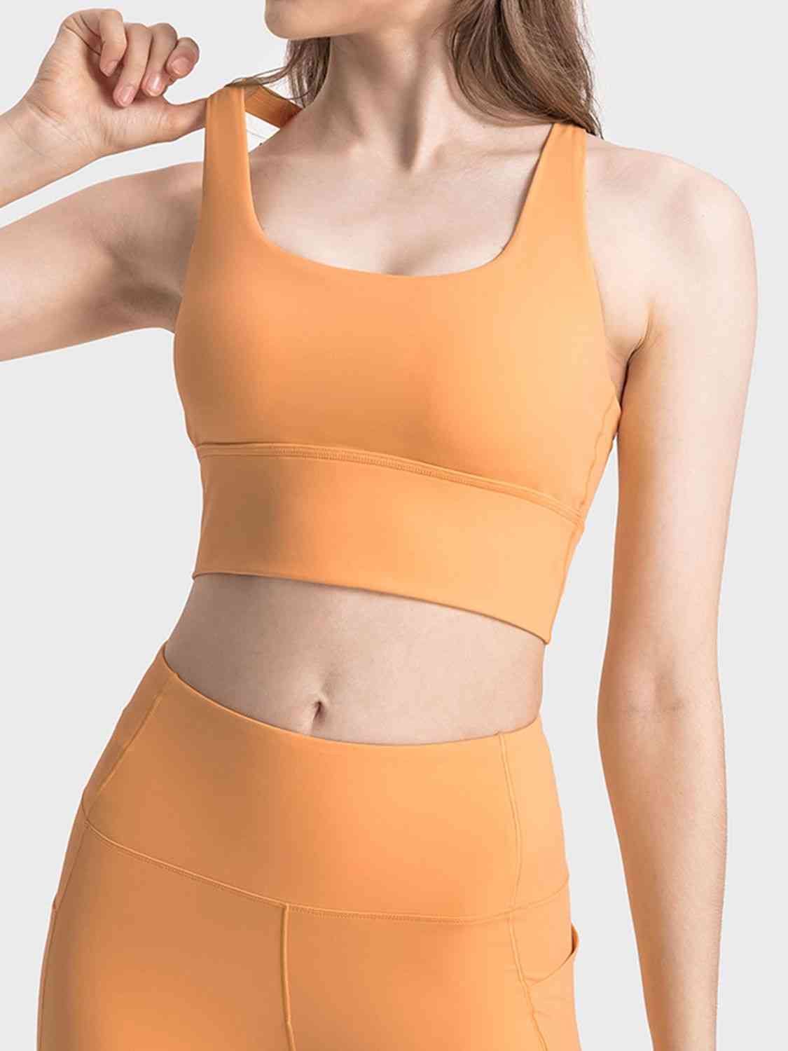 Millennia Scoop Neck Crisscross Straps Sports Bra - FitFemme.Shop