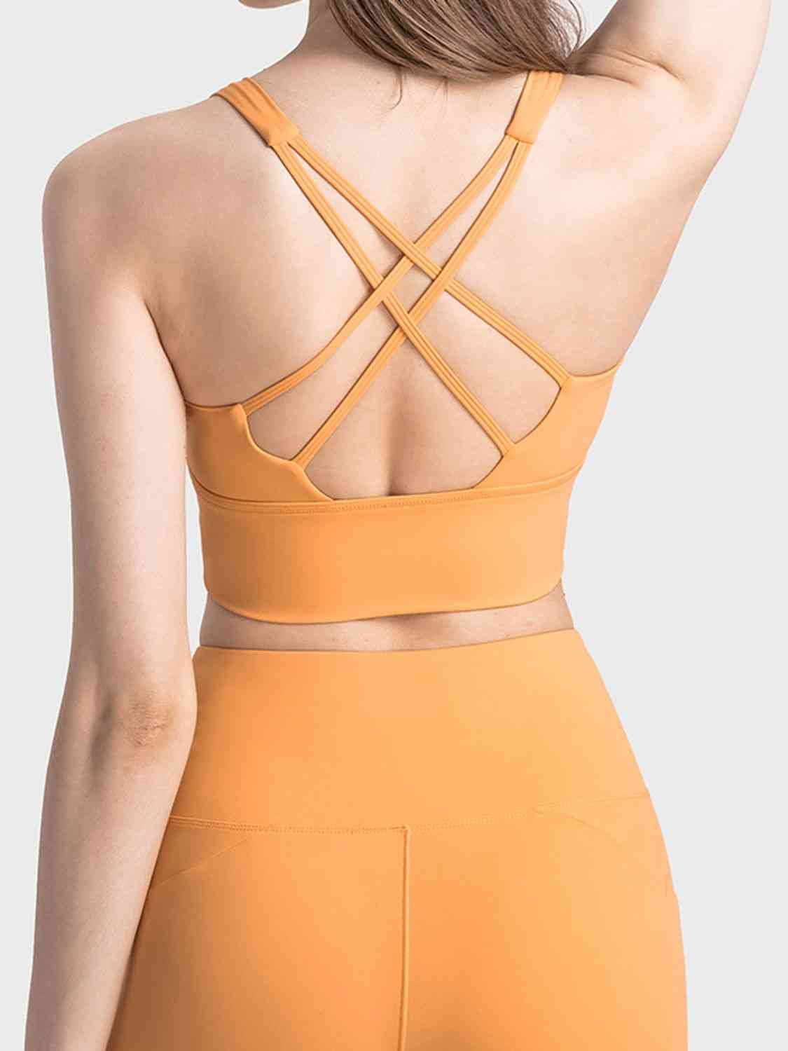 Millennia Scoop Neck Crisscross Straps Sports Bra - FitFemme.Shop