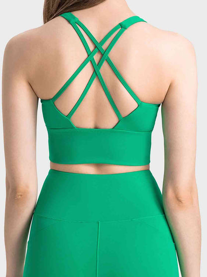 Millennia Scoop Neck Crisscross Straps Sports Bra - FitFemme.Shop