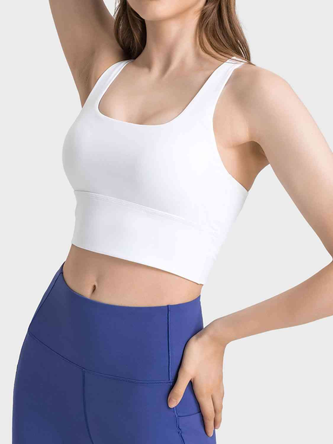 Millennia Scoop Neck Crisscross Straps Sports Bra - FitFemme.Shop