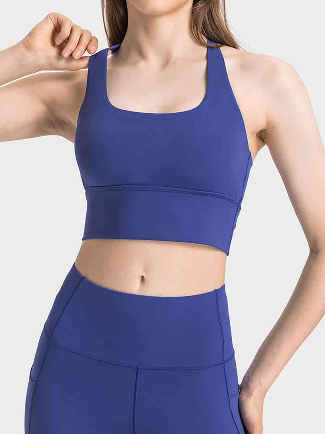 Millennia Scoop Neck Crisscross Straps Sports Bra - FitFemme.Shop