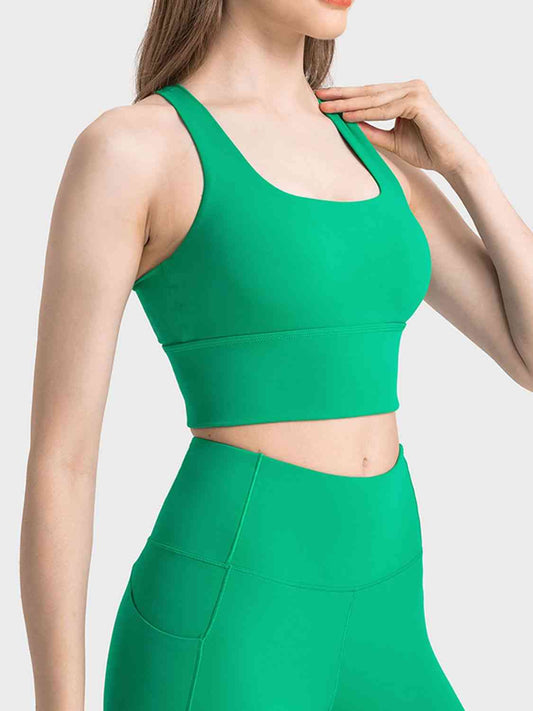 Millennia Scoop Neck Crisscross Straps Sports Bra - FitFemme.Shop