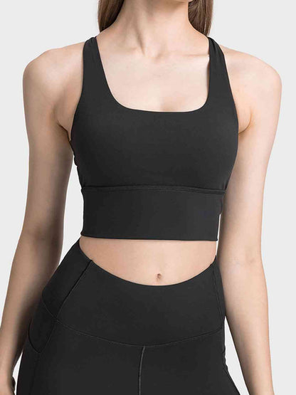 Millennia Scoop Neck Crisscross Straps Sports Bra - FitFemme.Shop