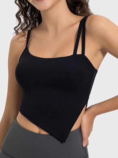 Millennia Slit Asymmetrical Neck Active Cami - FitFemme.Shop
