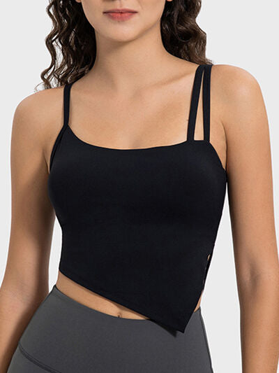 Millennia Slit Asymmetrical Neck Active Cami - FitFemme.Shop