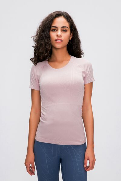 Millennia Round Neck Short Sleeve Active T-Shirt - FitFemme.Shop