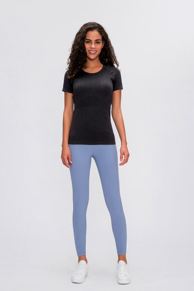 Millennia Round Neck Short Sleeve Active T-Shirt - FitFemme.Shop