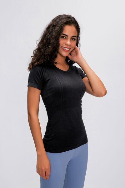 Millennia Round Neck Short Sleeve Active T-Shirt - FitFemme.Shop
