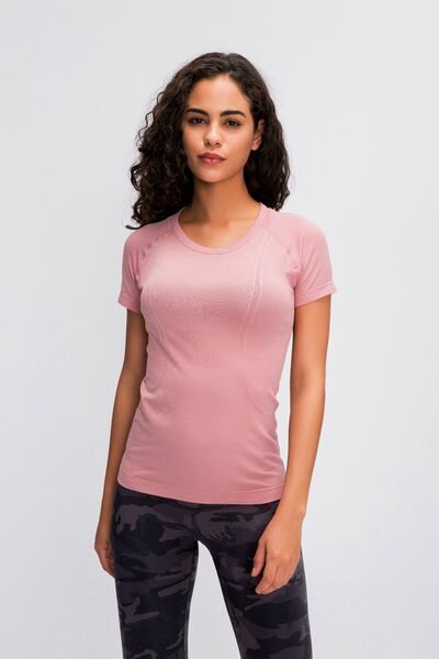 Millennia Round Neck Short Sleeve Active T-Shirt - FitFemme.Shop