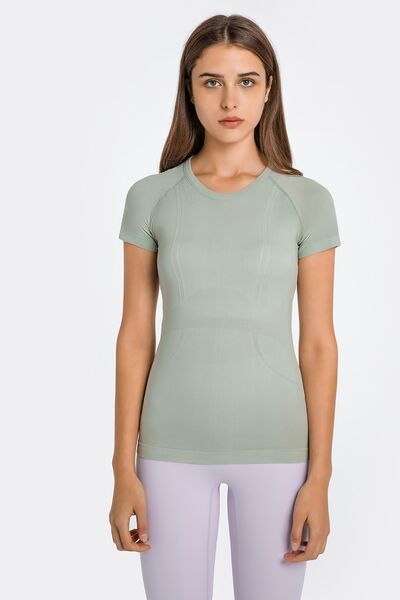 Millennia Round Neck Short Sleeve Active T-Shirt - FitFemme.Shop