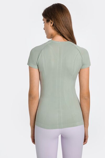 Millennia Round Neck Short Sleeve Active T-Shirt - FitFemme.Shop