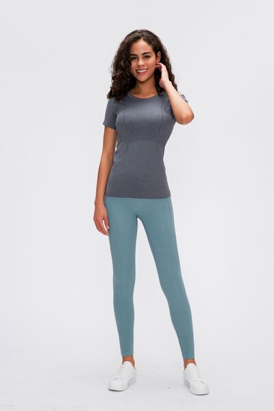 Millennia Round Neck Short Sleeve Active T-Shirt - FitFemme.Shop
