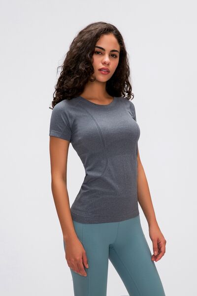 Millennia Round Neck Short Sleeve Active T-Shirt - FitFemme.Shop