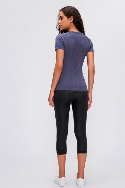 Millennia Round Neck Short Sleeve Active T-Shirt - FitFemme.Shop