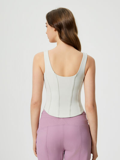 Millennia Round Neck Wide Strap Active Tank with Detachable Chest Pads - FitFemme.Shop