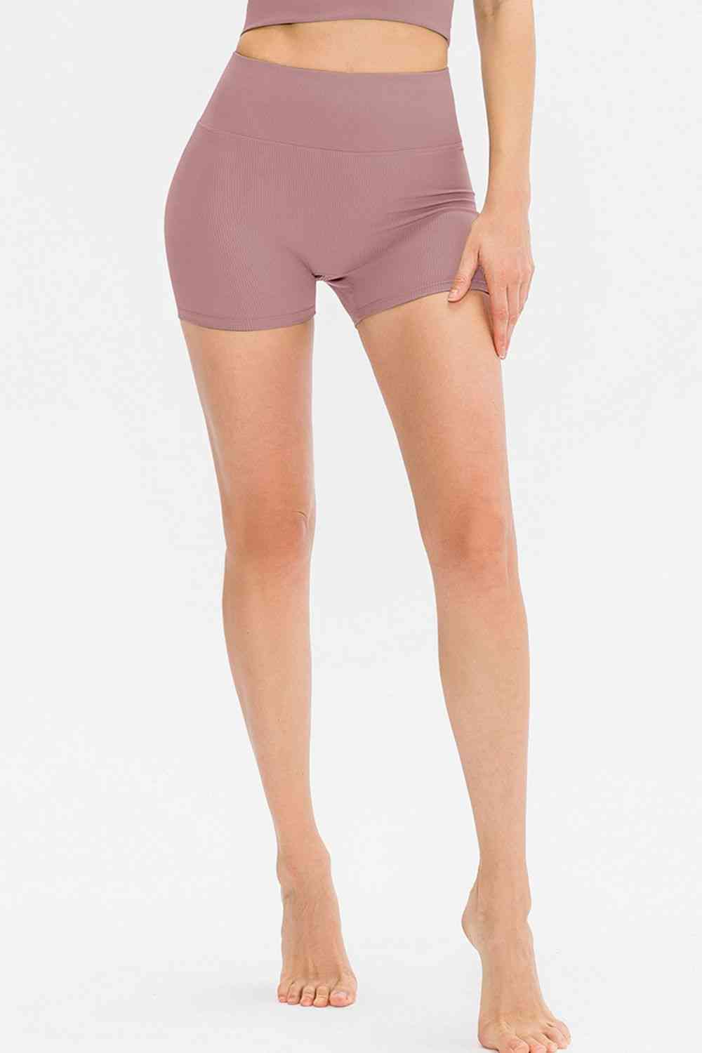 Slim Fit Wide Waistband Sports Shorts - FitFemme.Shop
