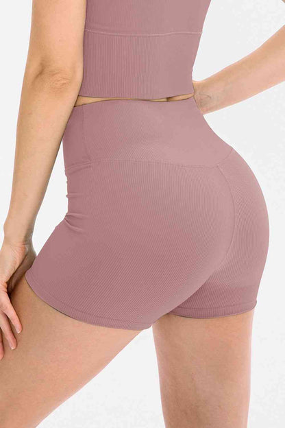 Slim Fit Wide Waistband Sports Shorts - FitFemme.Shop