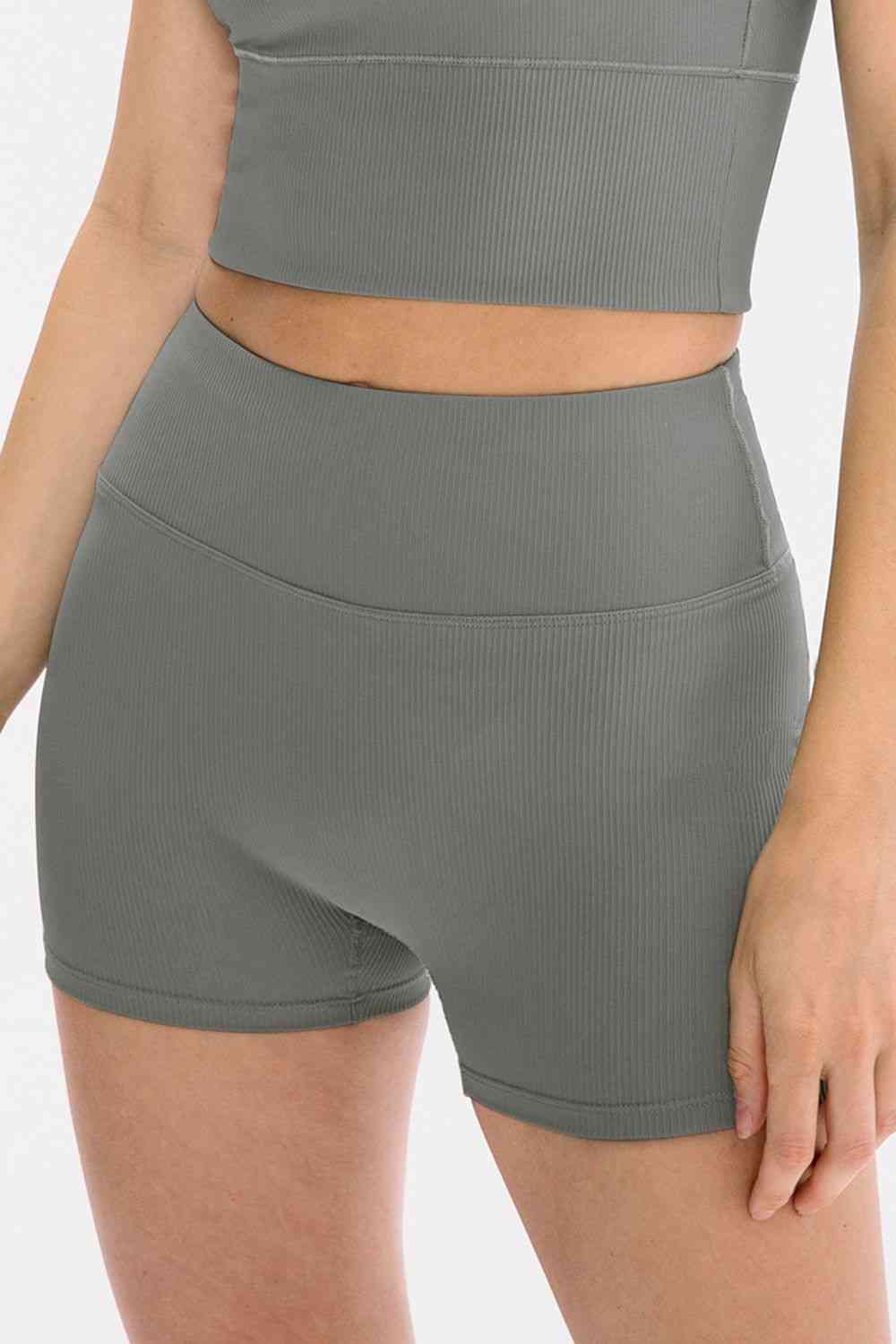 Slim Fit Wide Waistband Sports Shorts - FitFemme.Shop