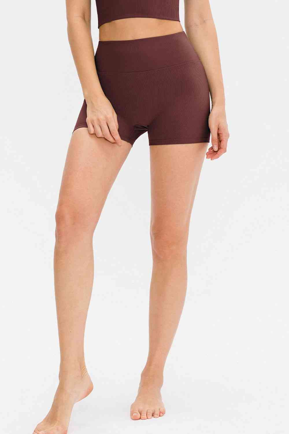 Slim Fit Wide Waistband Sports Shorts - FitFemme.Shop
