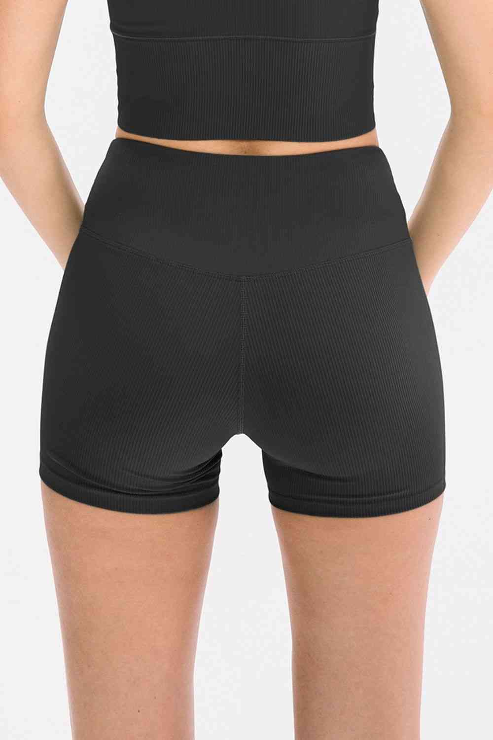 Slim Fit Wide Waistband Sports Shorts - FitFemme.Shop