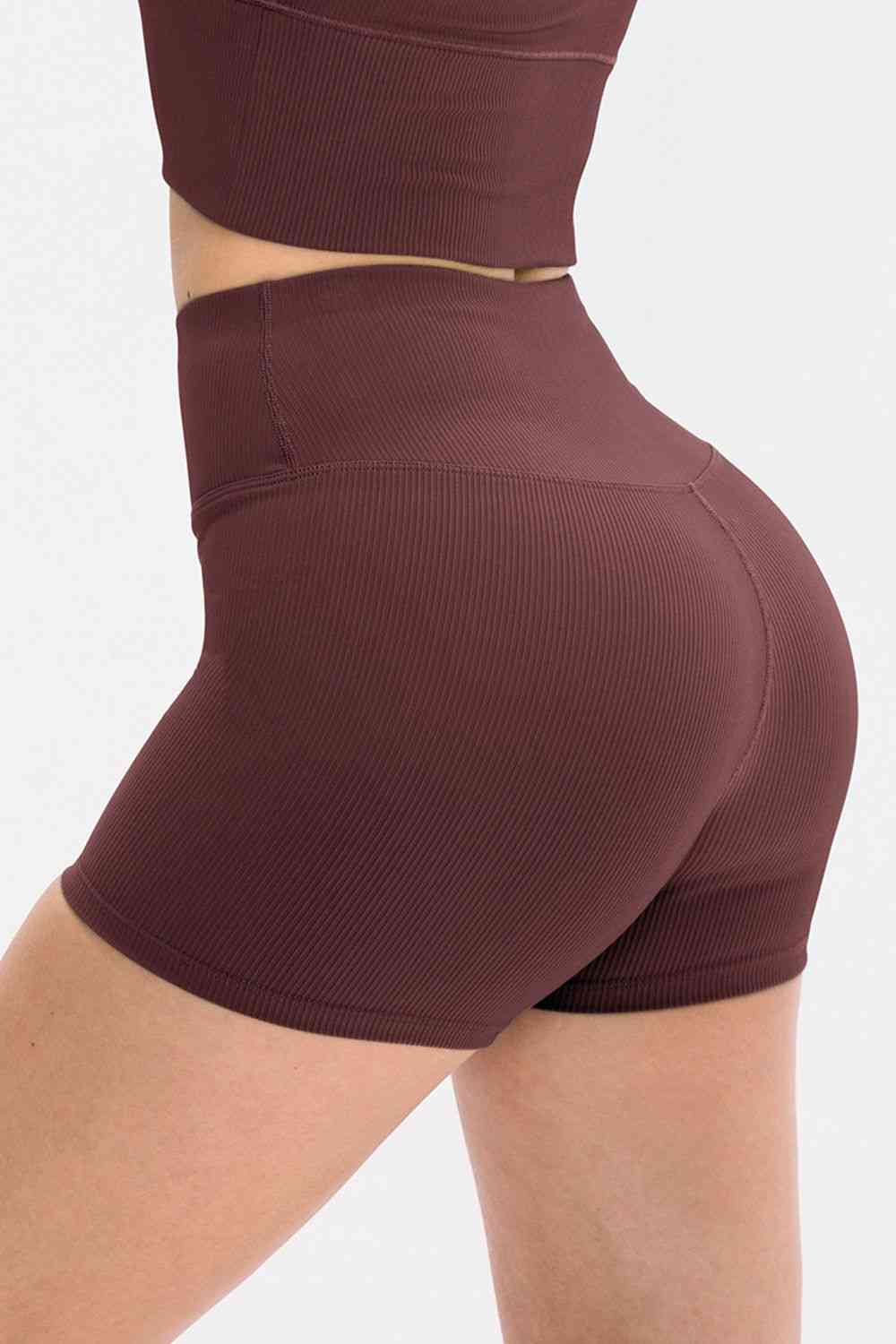 Slim Fit Wide Waistband Sports Shorts - FitFemme.Shop