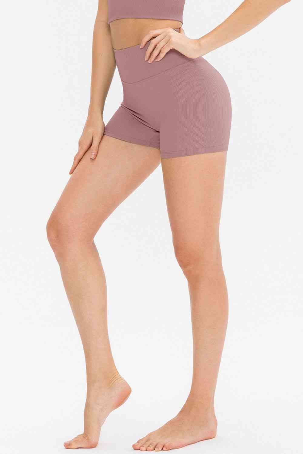Slim Fit Wide Waistband Sports Shorts - FitFemme.Shop