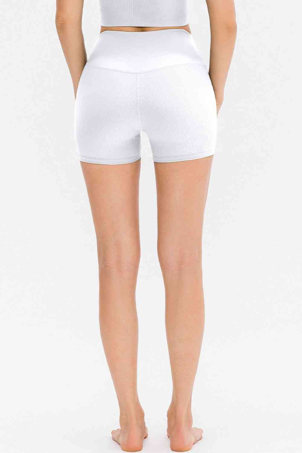 Slim Fit Wide Waistband Sports Shorts - FitFemme.Shop