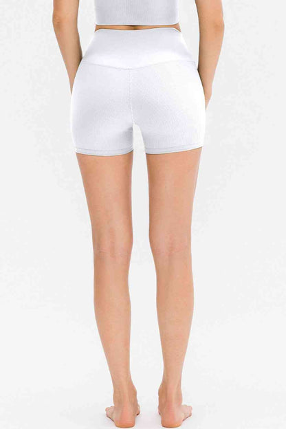 Slim Fit Wide Waistband Sports Shorts - FitFemme.Shop
