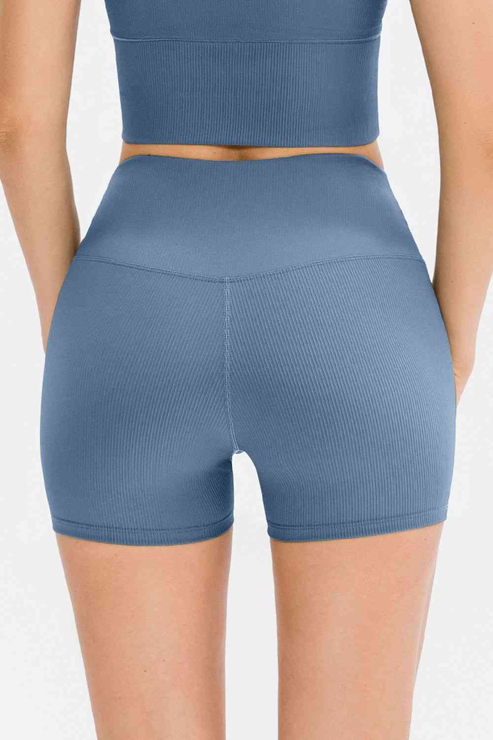 Slim Fit Wide Waistband Sports Shorts - FitFemme.Shop