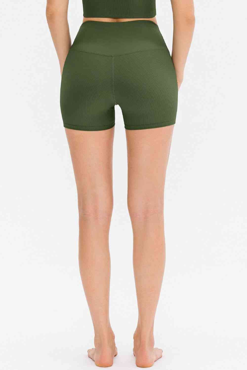 Slim Fit Wide Waistband Sports Shorts - FitFemme.Shop