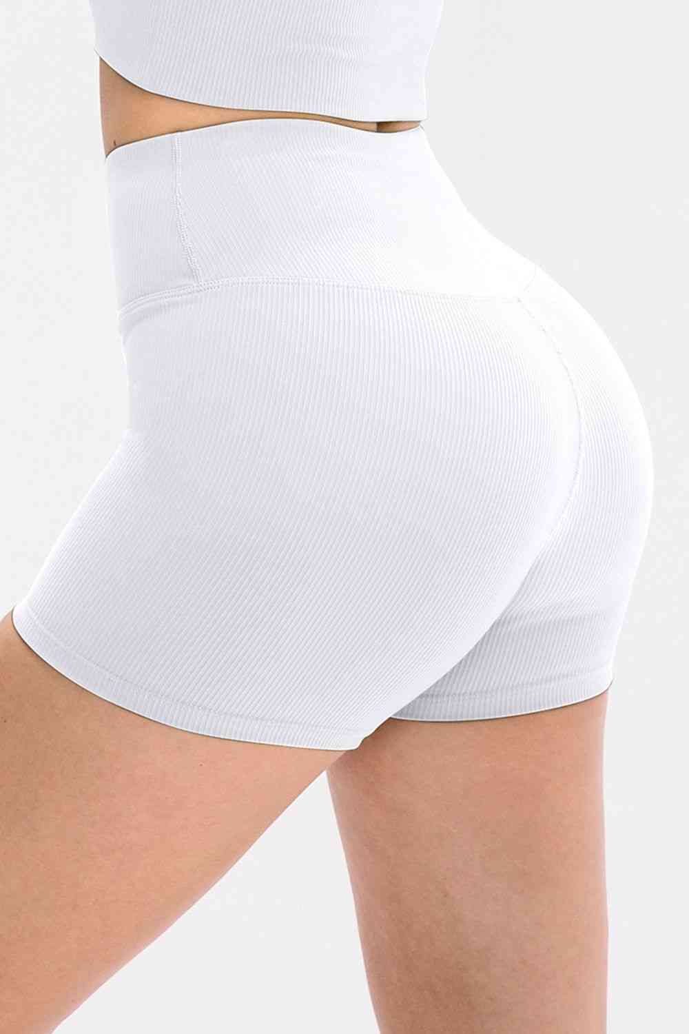 Slim Fit Wide Waistband Sports Shorts - FitFemme.Shop