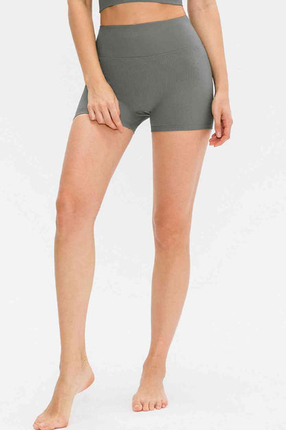 Slim Fit Wide Waistband Sports Shorts - FitFemme.Shop