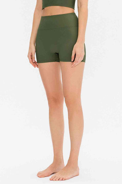 Slim Fit Wide Waistband Sports Shorts - FitFemme.Shop