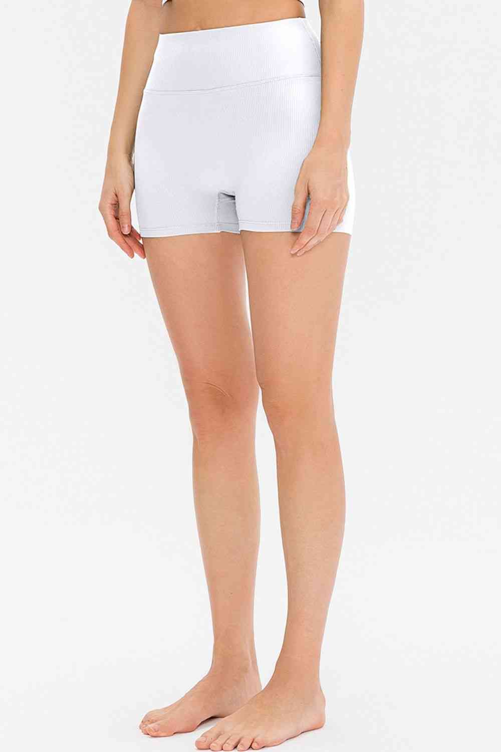 Slim Fit Wide Waistband Sports Shorts - FitFemme.Shop