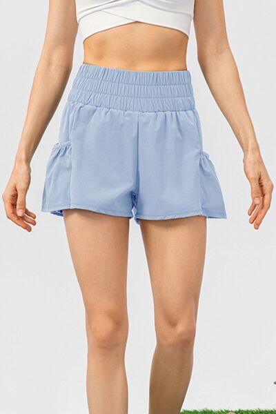 Elastic Waist Pocketed Active Shorts - FitFemme.Shop